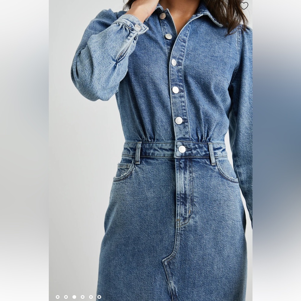 NWT Rails Beverly 100% Cotton Button Front Denim Long Sleeve Dress in West Coast - Picture 4 of 16